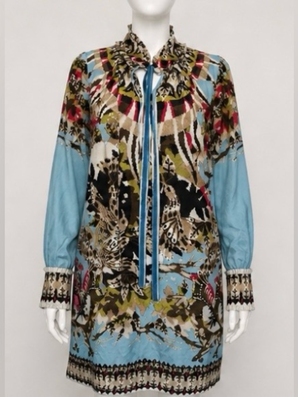 ROBERTO CAVALLI Italian Silk Blouson Dress Tunic Captivating Print